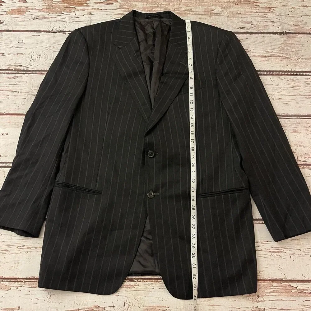 Armani Collezioni Sport Coat 44L Flannel Wool Charcoal‎ Dark Gray 2-Button Italy